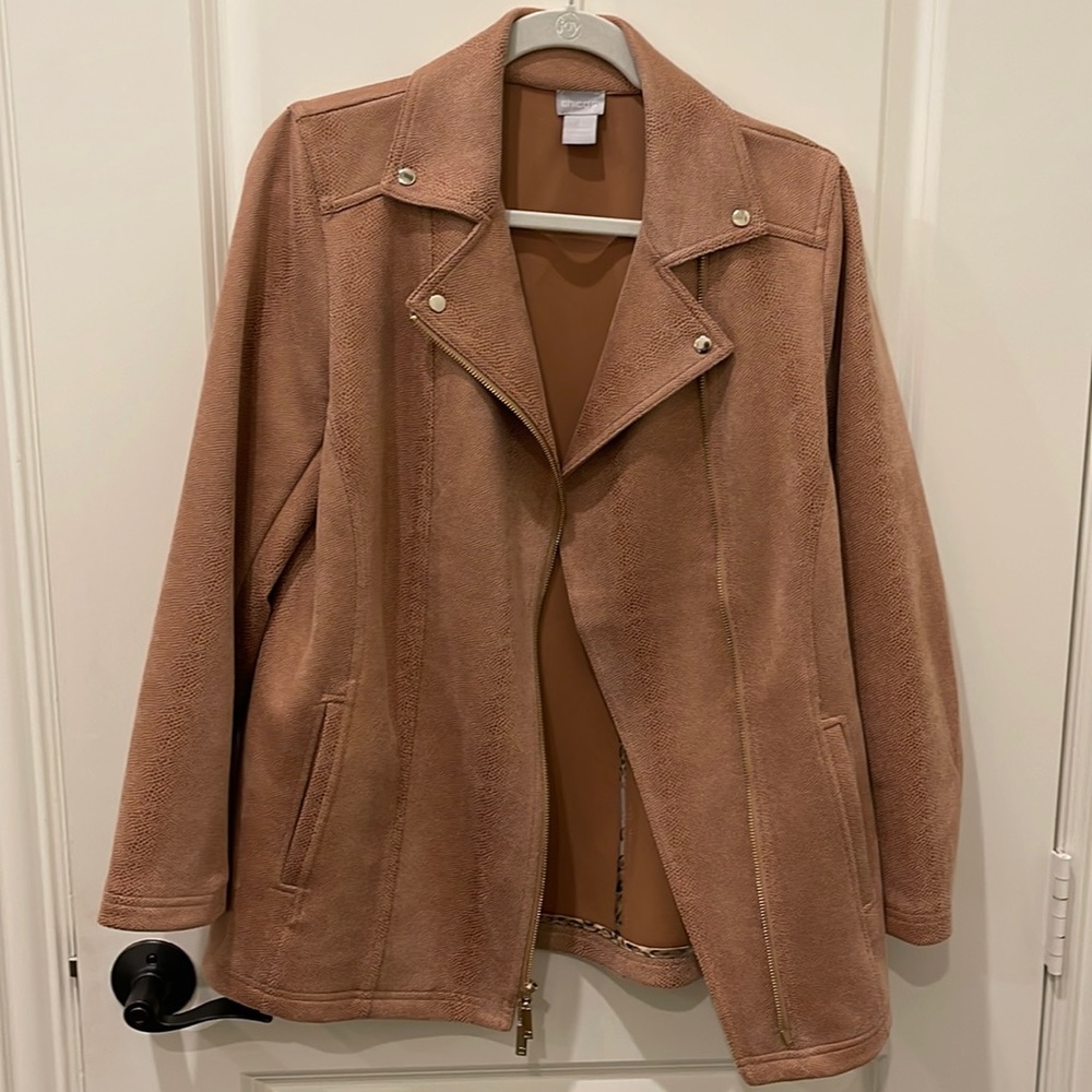 Chico’s NWOT elongated faux suede jacket